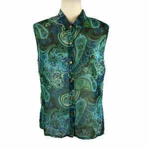 ❤️‍🔥$5❤️‍🔥Lapis Paisley Print Button Down Tank